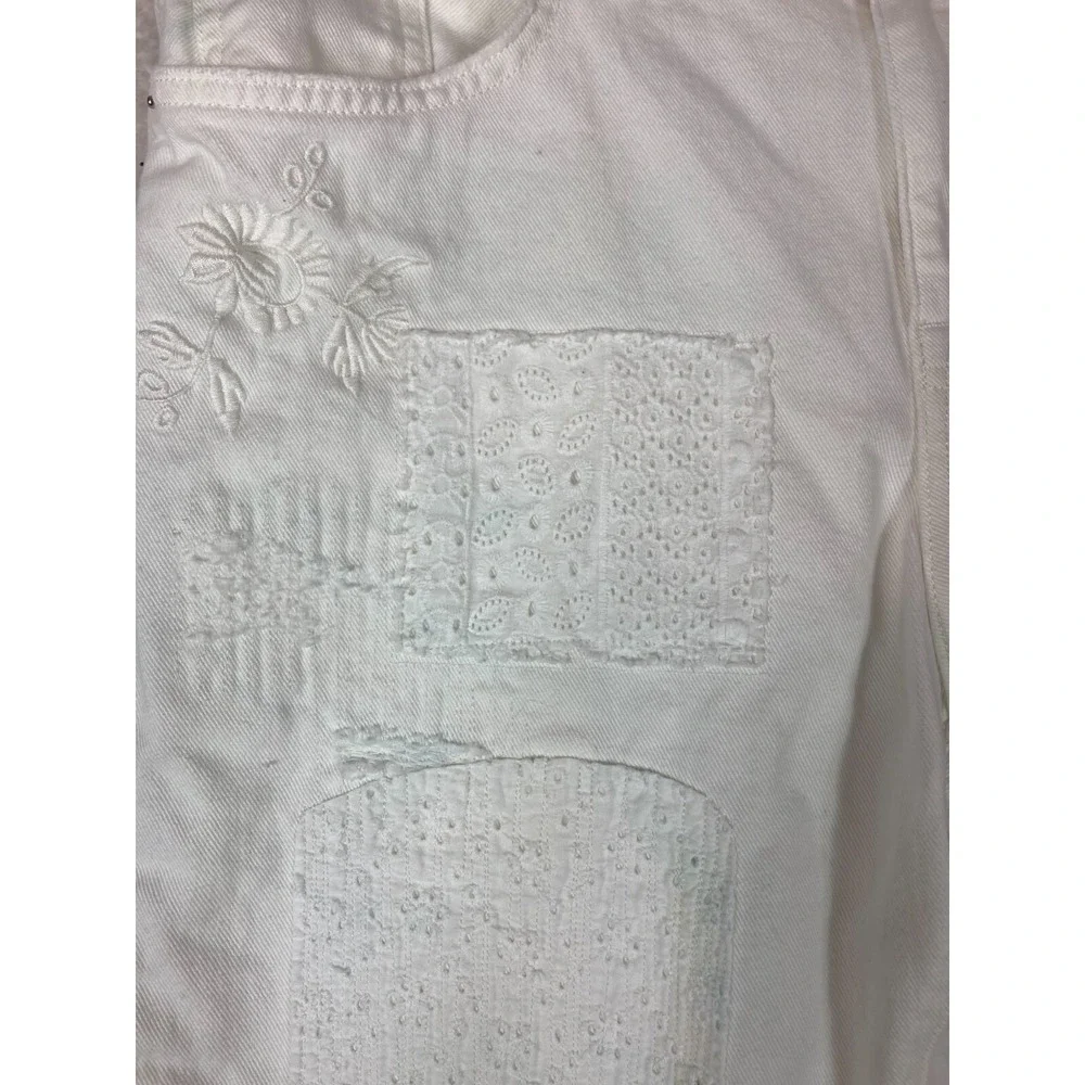 Lauren Ralph Lauren Pants Womens 12P White Cropped Distressed Embroidered Eyelet